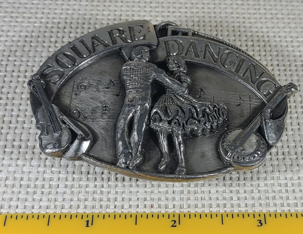 Siskiyou Buckle Company Square Dancing Pewter Belt Buckle 1985 Williams Oregon