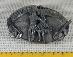 Siskiyou Buckle Company Square Dancing Pewter Belt Buckle 1985 Williams Oregon