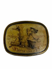 Vintage Cowboy Humor Belt Buckle “Got Ta Love It” Western Novelty Brass Cowboy