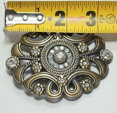 Cool Oval Brass Bling Belt Buckle w/ Crystals 3.5&Prime; x 2.5&Prime; Fits 1-1/2&Prime; wide belt