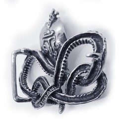 Cobra King Crawling Snake Sterling Silver Belt Buckle