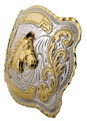 Horse Head Belt Buckle Gold Silver Two-Tone Western Rodeo Fashion Accessory New