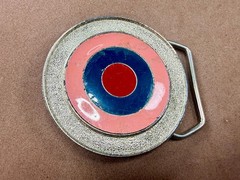 Bulls Eye Round Multi-Color Enameled Target Style Pink Blue Belt Buckle