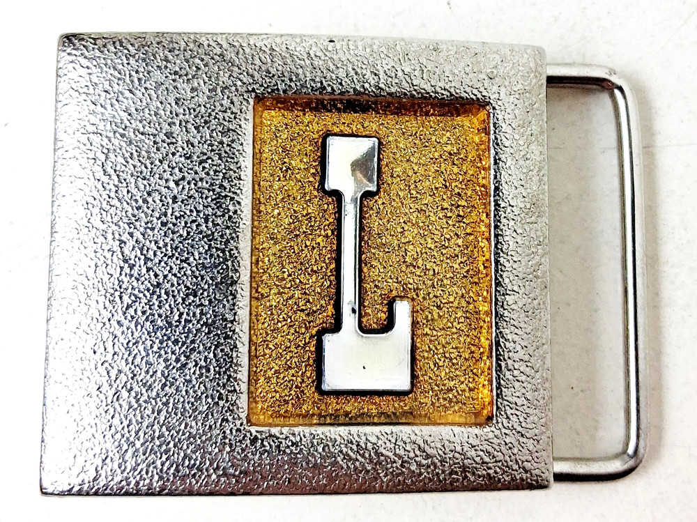 Vintage Lee Jeans L Initial Metal Belt Buckle Retro