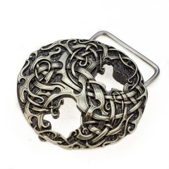 World Tree german silver belt buckle, Scandinavian Nordic Celtic runic Tree