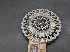Mandala MEDALLION FLOWER Mindfulness Yoga DESIGN BELT BUCKLE Metal Silver