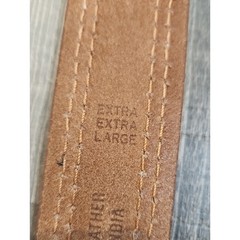 Men&rsquo;s Brown Leather Casual Belt with Silver Buckle Size XXL