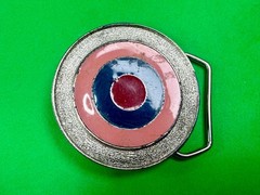 Bulls Eye Round Multi-Color Enameled Target Style Pink Blue Belt Buckle