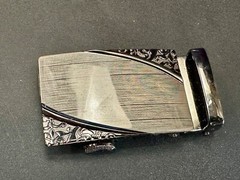 Ornate Flower Swirl Pattern Replacement Silver & Black Color Belt Buckle