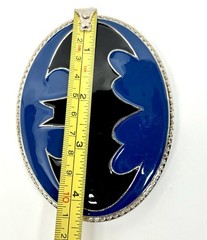 Large Batman Belt Buckle Chrome Black Blue Comic Superhero Statement Buckle