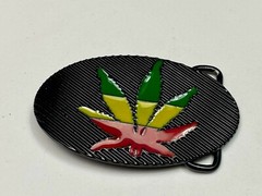 Cannabis Marijuana Pot Leaf Ganga Rasta Green Yellow Red Colors Belt Buckle