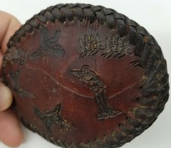Handmade Handtooled Leather Belt Buckle – Game Bird Pheasant Hunting Bird Dog