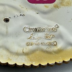 Crumrine Western Belt Buckle Cursive T Ruby Stone Silverplate Over Bronze Buckle