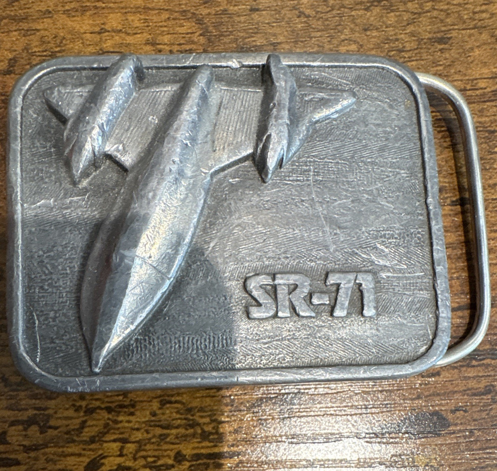 The Buckle Connection SR-71 Aircraft Military 3D Silver Metal Buckle 1.5&Prime;