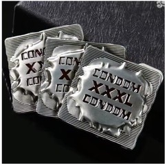 Metal Stainless Steel Silver Black Color Flavor Condom XXXL Shaped Belt Buckle M