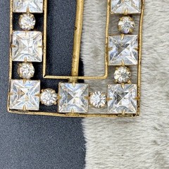 Vintage Czech Buckle Paste Stone Gold Tone