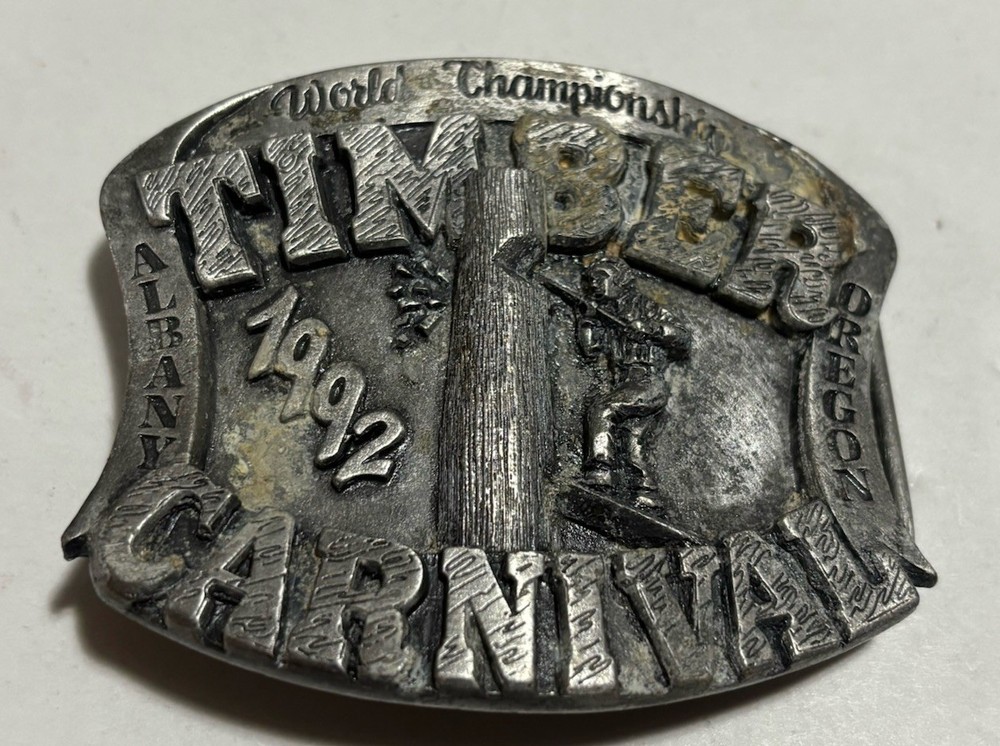 1992 Timber Carnival Albany Oregon Belt Buckle – World Champions, Limited Ed