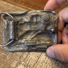 Vtg Bergamont Brass Belt Buckle 1984 Indiana Feeds the World E-26 USA READ