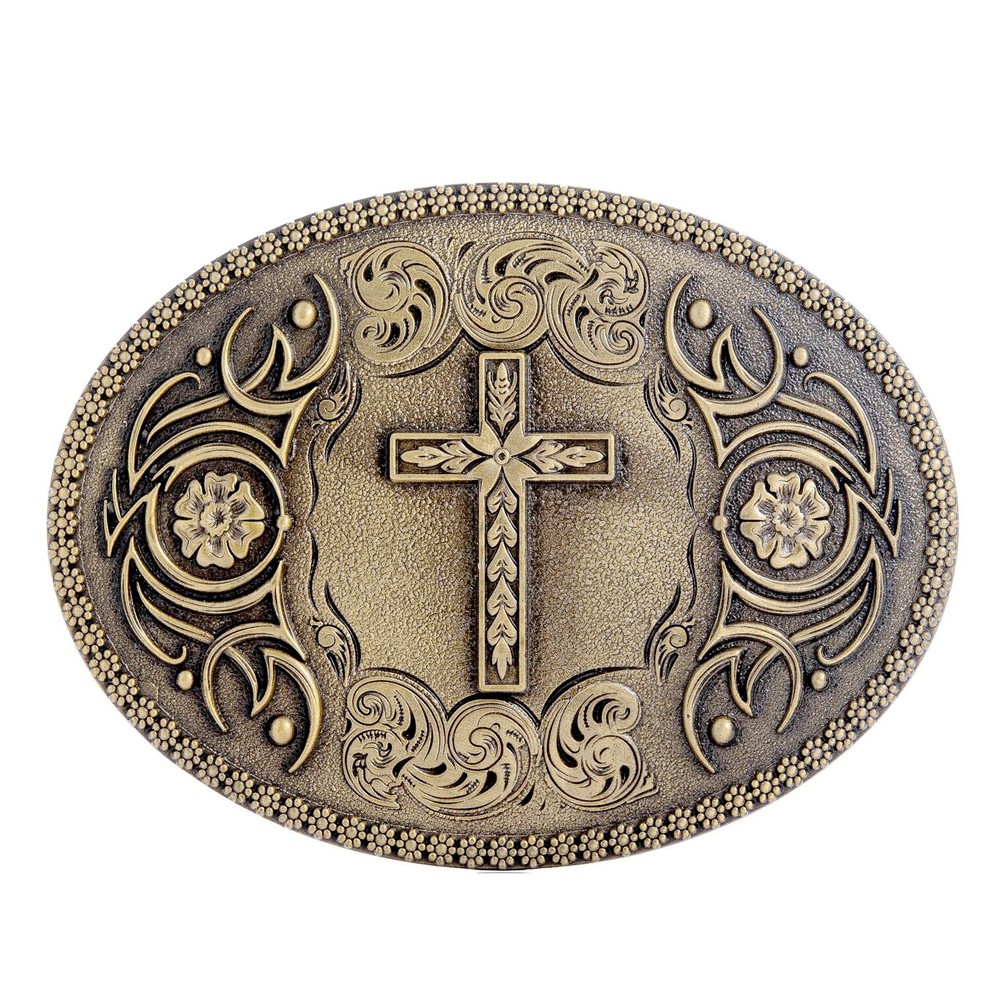 Cross Belt Buckle Western Cowboy Christian Pray (CR-06-G)