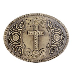 Cross Belt Buckle Western Cowboy Christian Pray (CR-06-G)