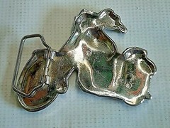 Silver Metal Motorcycle Fashion Bell Buckle NEW w/ Black Lacquer Fits 1½ » Belt