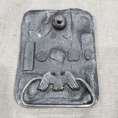 VINTAGE CARPENTER BELT BUCKLE SILVER METAL C&J INC 1994 COLLECTIBLE MENSWEAR DAD