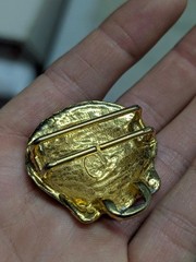 vintage SHELL belt buckle GOLDEN sea ocean SCALLOP glam statement BLING