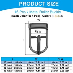 16Pcs 0.6&Prime; Single Prong Belt Buckle Roller Buckle Black/Silver/Light Gold/Brown