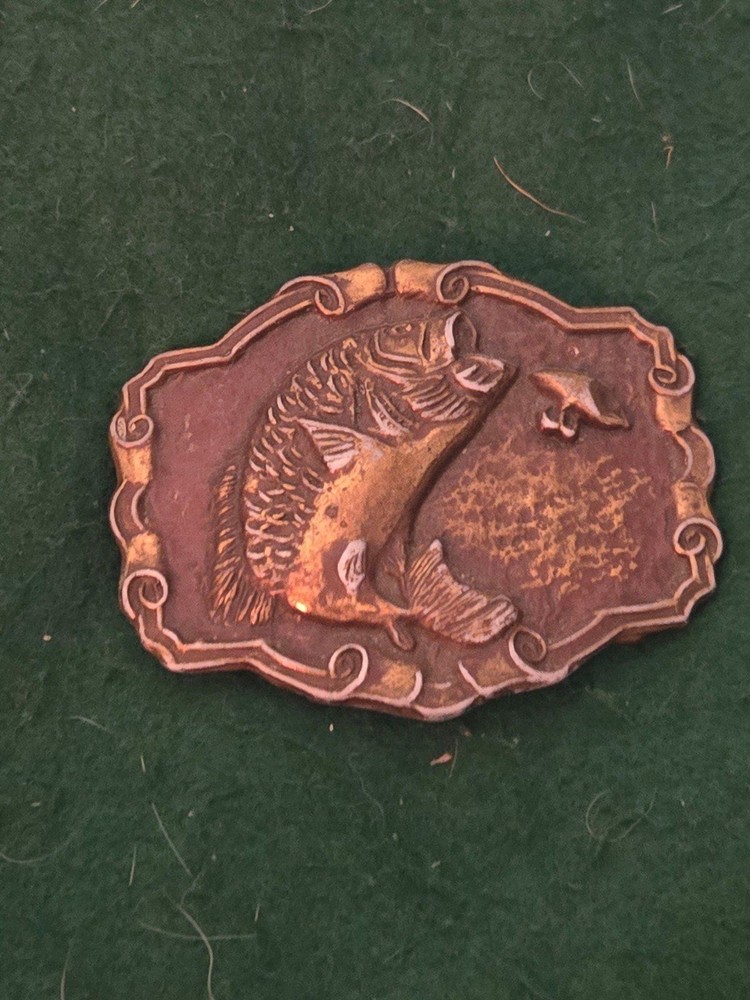 Vintage Brass Belt Buckle « Big Mouth Bass (Y-17)