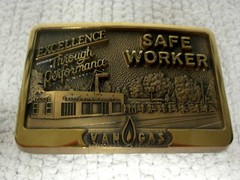 1985 Jostens Final Edition VAN GAS Safe Worker Belt Brass Buckle-FAST SHIPPING!