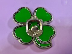 Lucky Four Leaf Clover Enameled Shamrock Large Belt Buckle with Bottle Opener