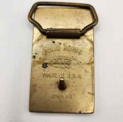1980 Western Native American Scene Etched Bone Belt Buckle BTS Brass Artist Vtg