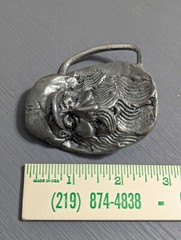 Vtg. Herman Black Metal Craft Belt Buckle, Nouveau Indiana  » Old Sailor Head »