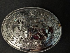 Vintage Western Horse Head Belt Buckle Silver Tone Cowboy Rodeo Equestrian
