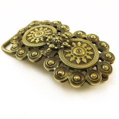 Solid brass belt buckle Double sun, Handmade Pagan solar symbol belt buckle