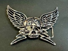 Winged Skull with Stars Reflective Gothic Punk Motorcycle Biker Belt Buckle