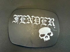 FENDER Electric Guitars Skull Musician Rock Band Black Belt Buckle