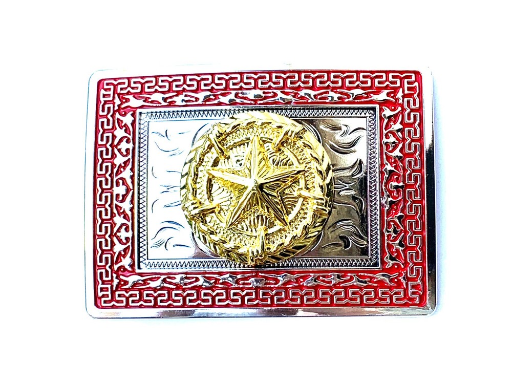 Western Buckle Silver Gold Red Texas Lone Star Cowboy Fit 2 » Hebillas Vaqueras