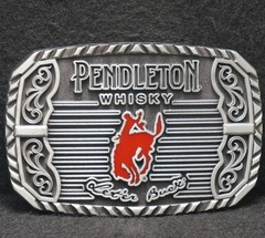 XF07137 *NOS* VINTAGE 2025 **PENDLETON WHISKY** LIQUOR ADVERTISEMENT BELT BUCKLE