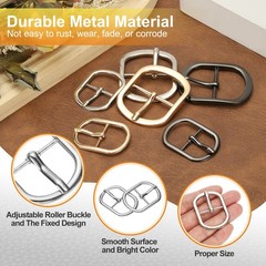 6 Pcs 1 Inch Single Prong Buckles Oval Center Bar Buckles, Silver Tone