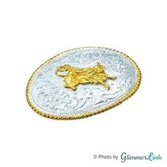 Rodeo Bull Rider Small Oval Belt Buckle