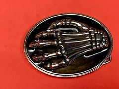 Skeleton Hand Fingers Bones Raised Claw Fingers Gothic Black Oval Belt Buckle