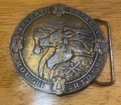 Vintage 1970s Brass Seventh Cavalry Rough Rider Belt Buckle
