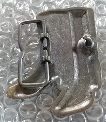 WESTERN COWBOY BOOTS SHAPED BRASS TONED METAL BELT BUCKLE