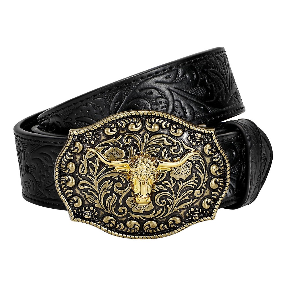 TRIWORKS Mens Western Cowboy Belt – Cowgirl Fit Size 34&Prime;-37&Prime;, Black