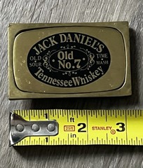 Jack Daniels Tennessee Whiskey Old No. 7 Solid Brass Belt Buckle Vintage!