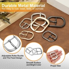 4 Pcs 1 Inch Single Prong Buckle Oval Center Bar Buckle, Silver Tone