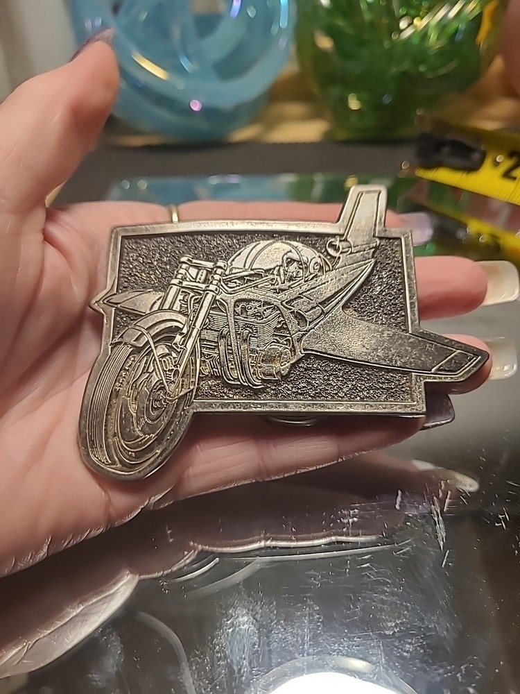1970s Sci-Fi Weird Motorcycle-Plane Pilot MM Limited Vintage Belt Buckle