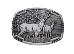 Men Antique Silver Metal Belt Buckle Deer Nature Hunter Western Fashion Big Size