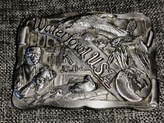 Vtg Pewter Waterfowl USA Belt Buckle Ltd Ed. 1988 Canadian Geese Super Detailed!